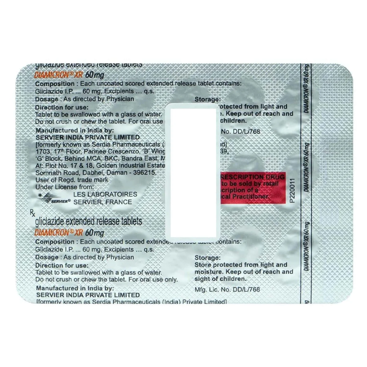 DIAMICRON XR 60MG TAB 1X15