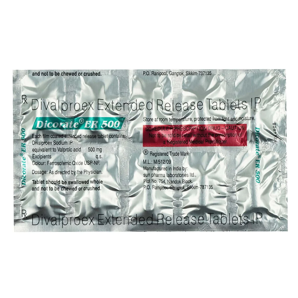 DICORATE-ER 500MG TAB 1X10
