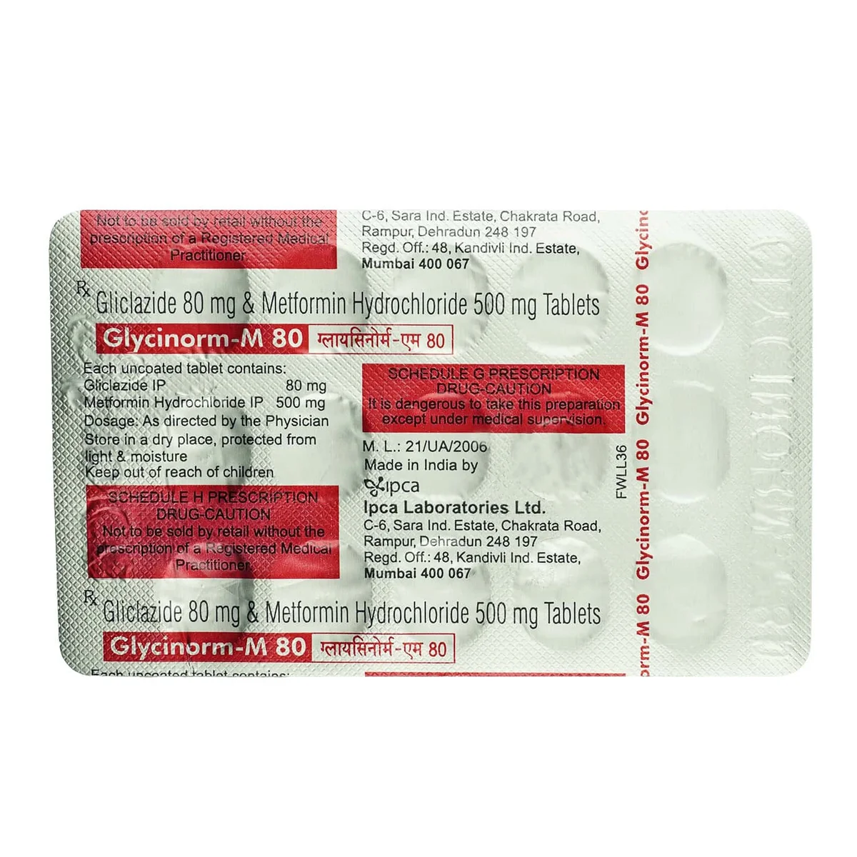 GLYCINORM-M-80MG TAB 1X15