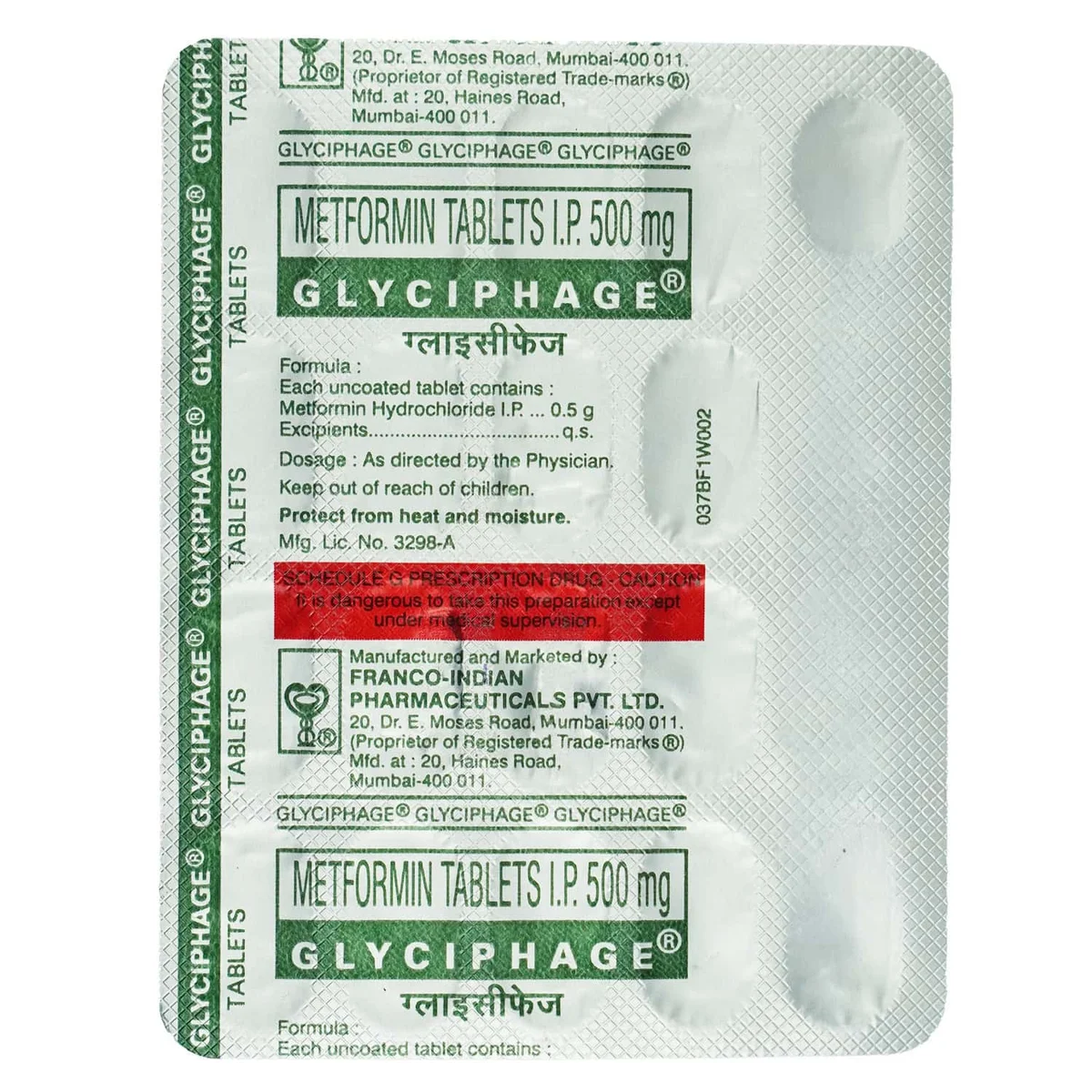 GLYCIPHAGE-500 TAB 1X20