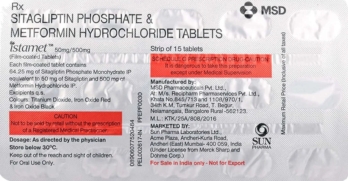 ISTAMET-50/500MG TAB 1X15
