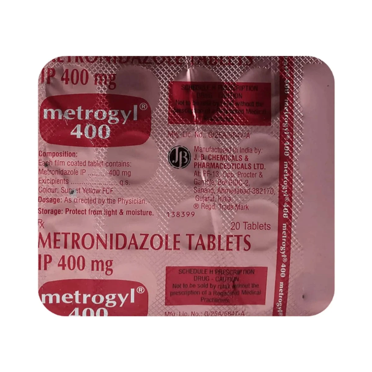 METROGYL-400MG TAB 1X20