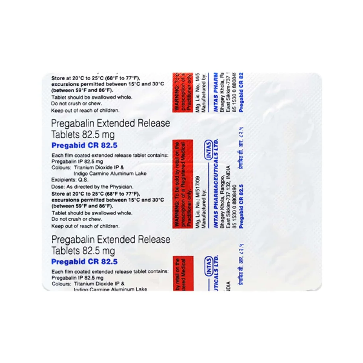 PREGABID CR 82.5 TAB 1X10