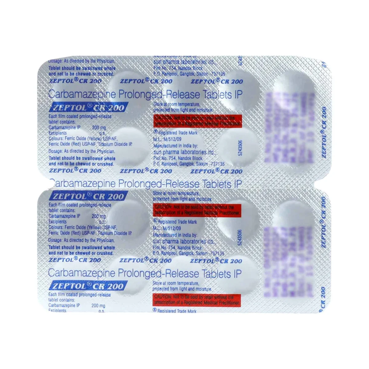 ZEPTOL-CR 200MG TAB 1X10