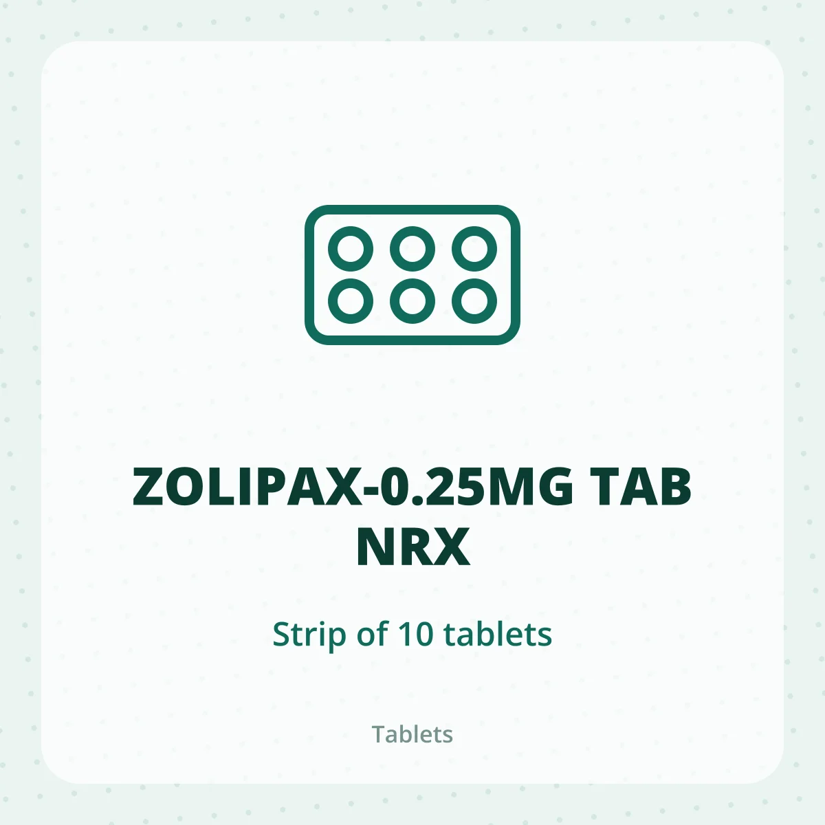ZOLIPAX-0.25MG TAB NRX 1X10