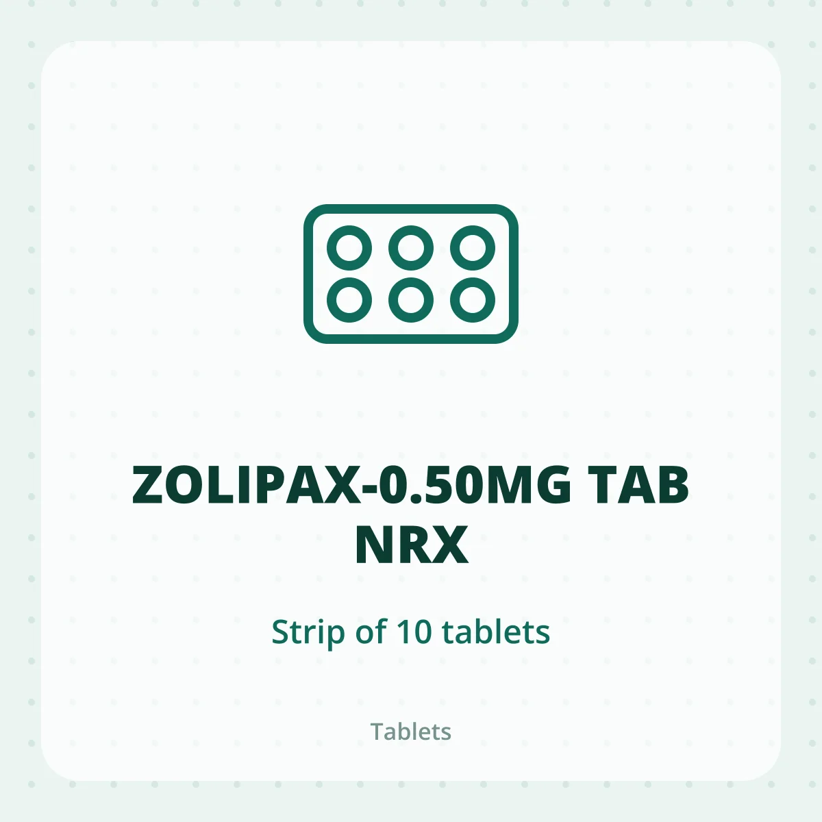 ZOLIPAX-0.50MG TAB NRX 1X10