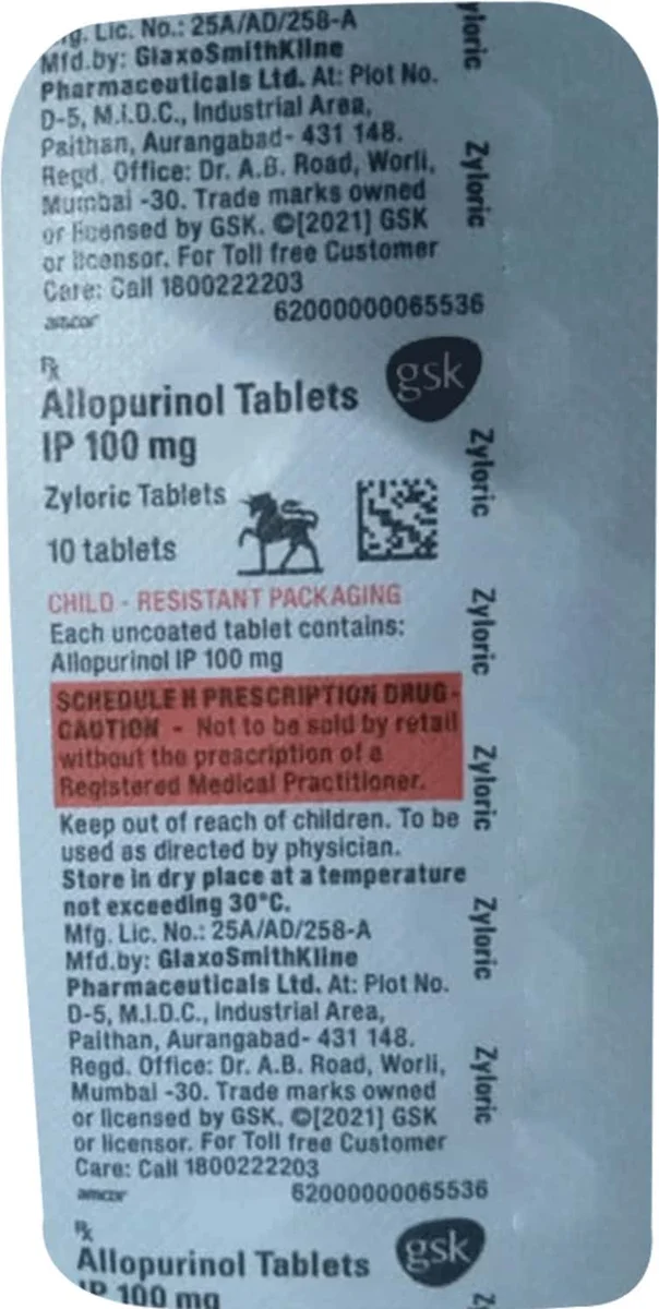 ZYLORIC 100MG TAB 1X10