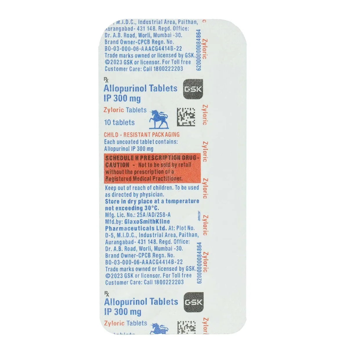 ZYLORIC 300 TAB 1X10