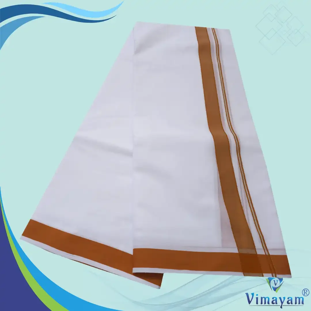 1 Inch Gundanji Mustard Border Dhoti 2