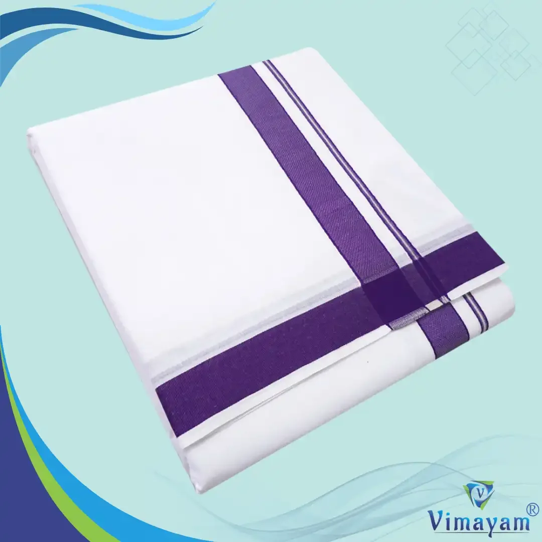 1 Inch Gundanji Purple Border Dhoti