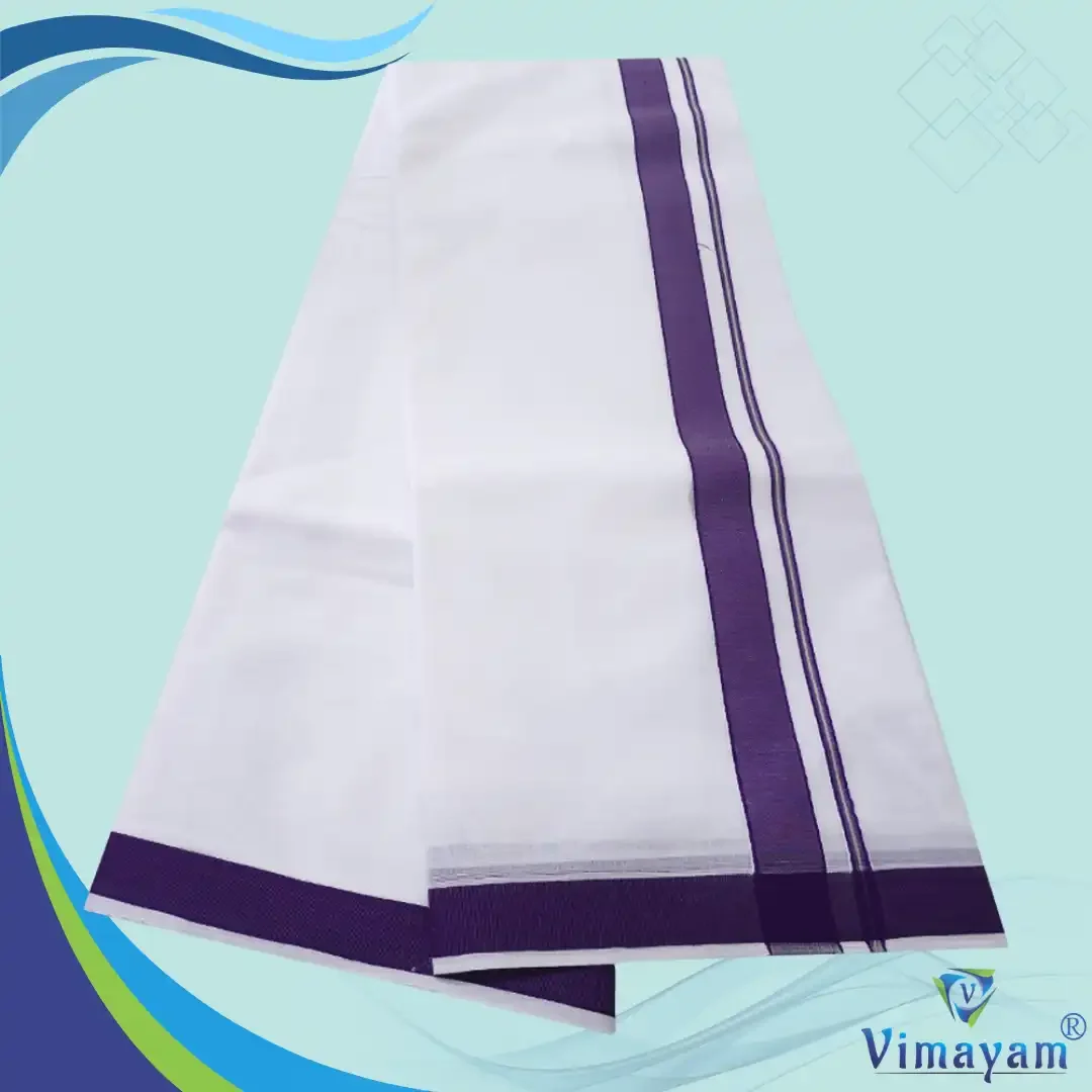 1 Inch Gundanji Purple Border Dhoti 2