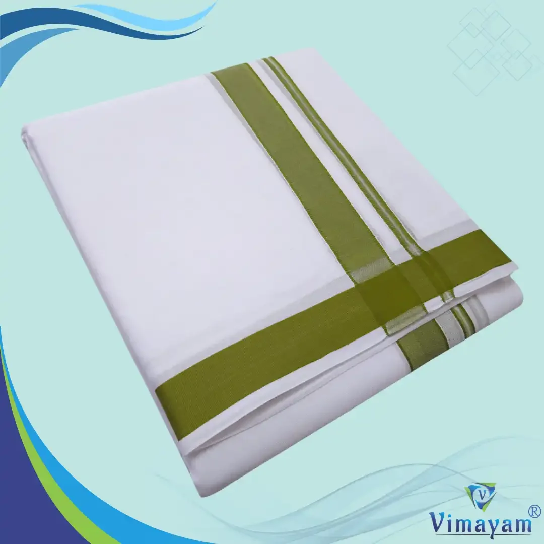 1 Inch Gundanji Green Border Dhoti