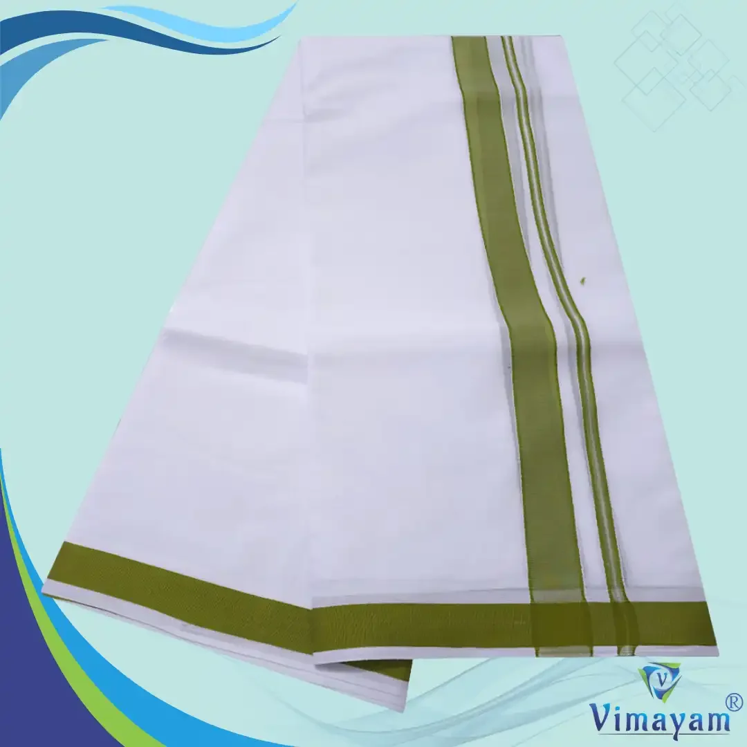 1 Inch Gundanji Green Border Dhoti 2