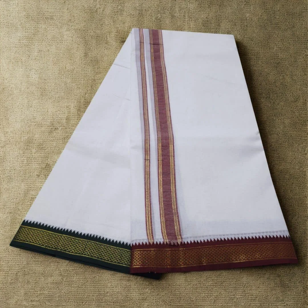 1 Inch Mayilkan Border Premium Quality Dhoti 2
