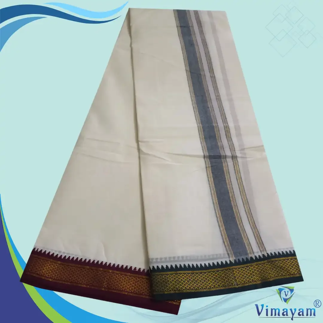 1 Inch Zari Border MayilKan Premium Quality Dhoti 2