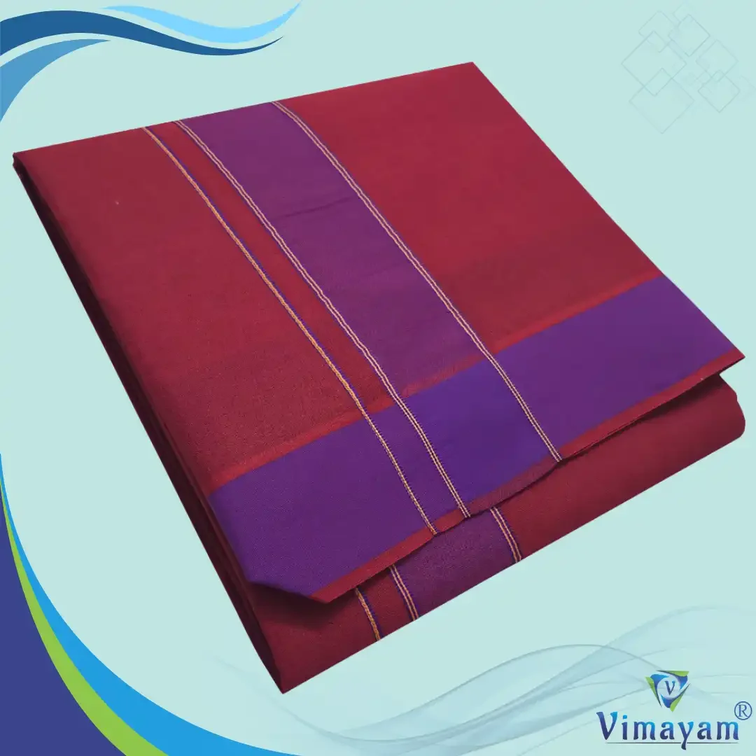 Maroon Colour Dhoti 2 Inch Gundanji Fine Quality