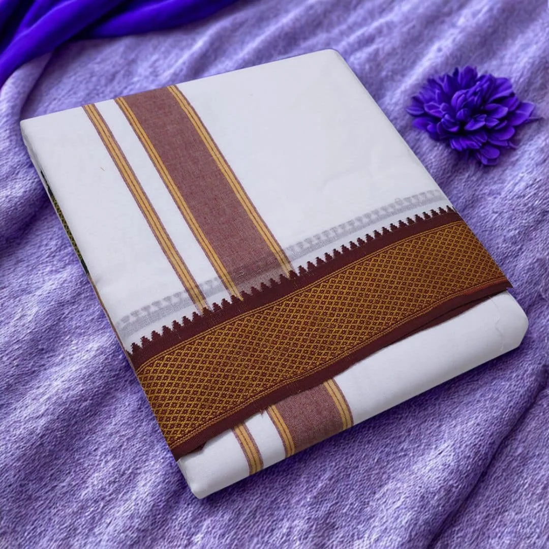 2 Inch Mayilkan Border Premium Quality Dhoti
