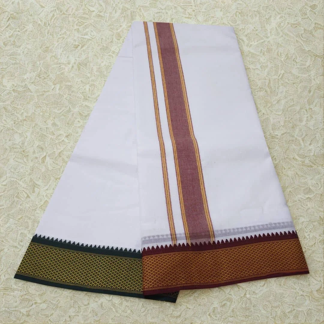 2 Inch Mayilkan Border Premium Quality Dhoti 2