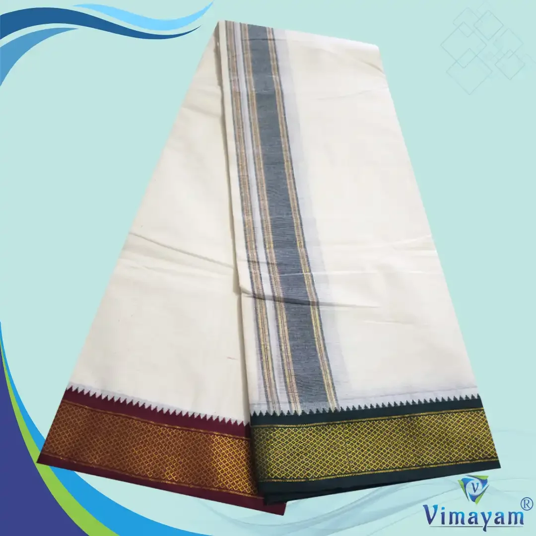2 Inch Zari Border MayilKan Premium Quality Dhoti 2