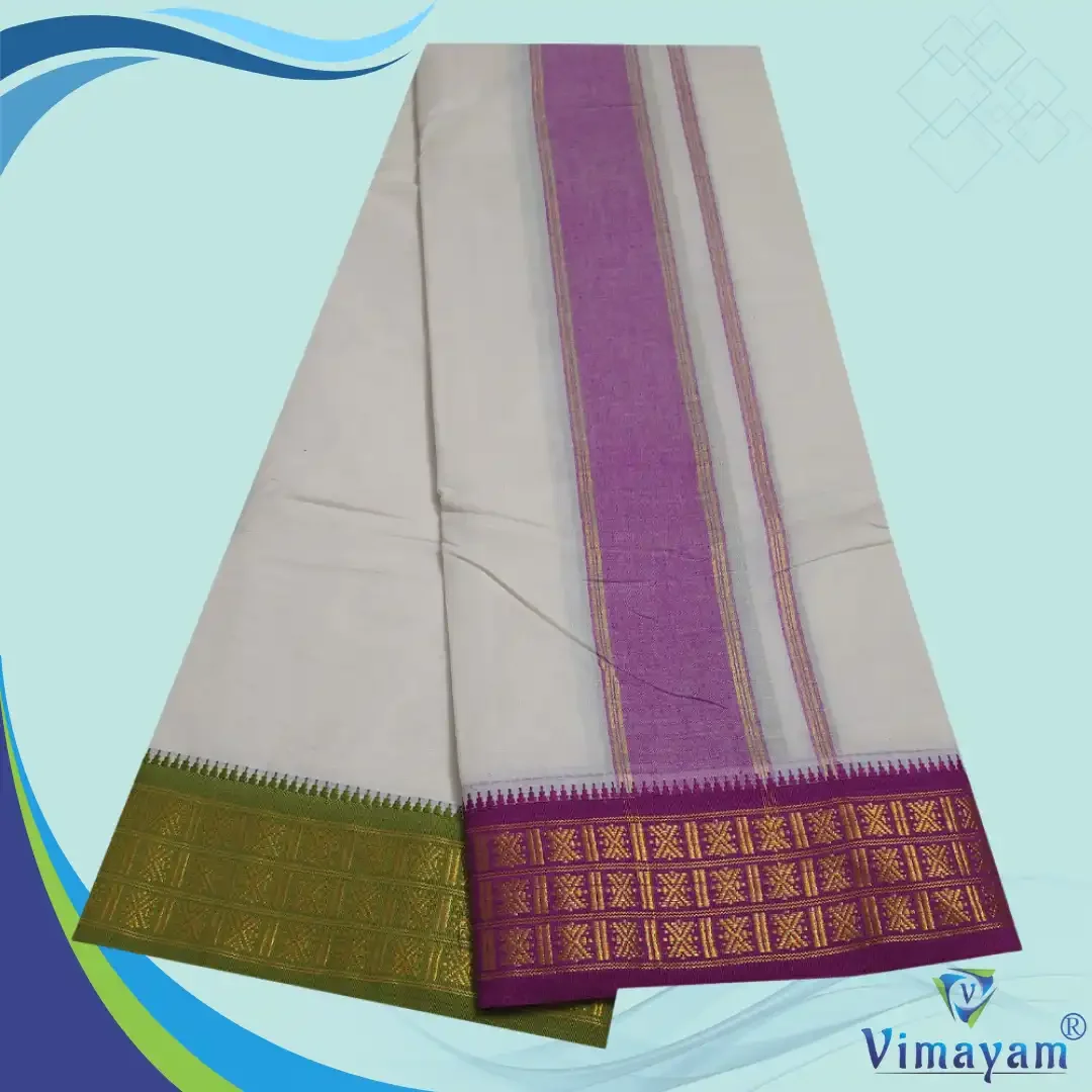 3.5 Inch Fancy Zari Border Premium Quality Dhoti 2