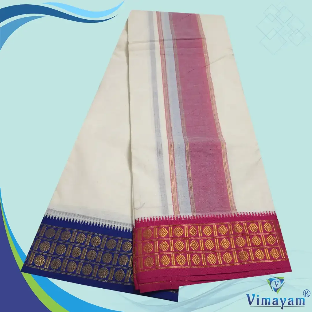 3.5 Inch Fancy Zari Border Premium Quality Dhoti 3