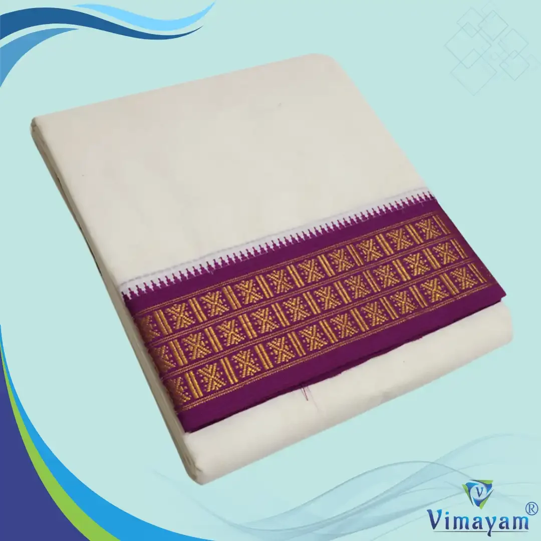 3.5 Inch Fancy Zari Border Premium Quality Dhoti 4