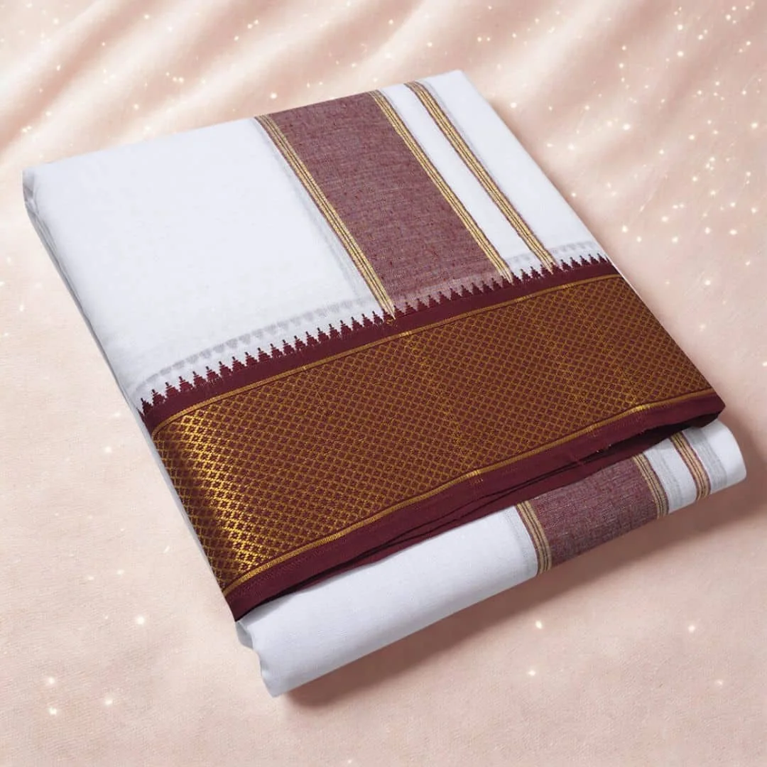 3.5 Inch Mayilkan Border Premium Quality Dhoti