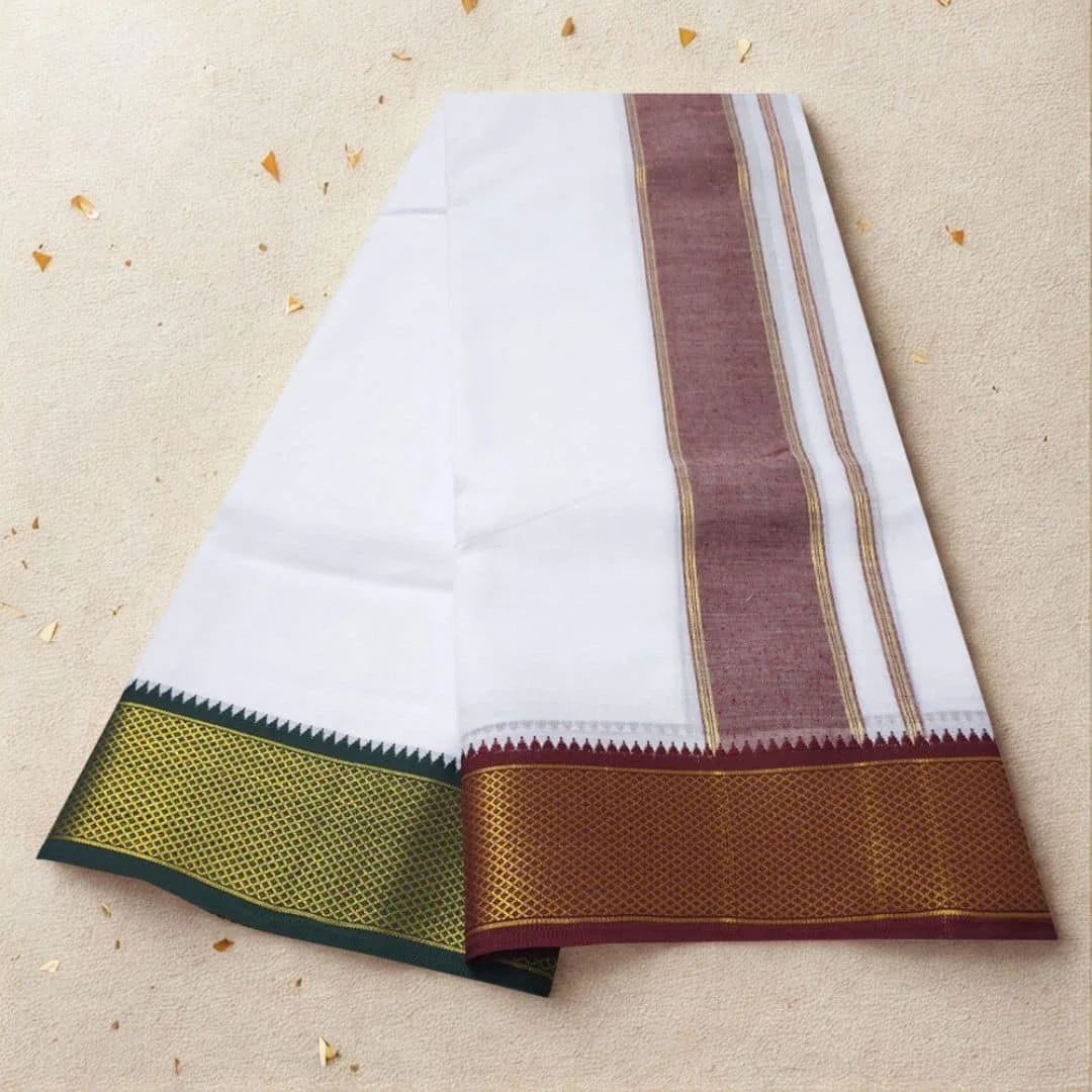 3.5 Inch Mayilkan Border Premium Quality Dhoti 2