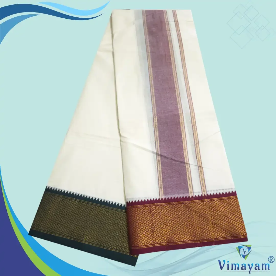3.5 Inch Zari Border MayilKan Premium Quality Dhoti 2