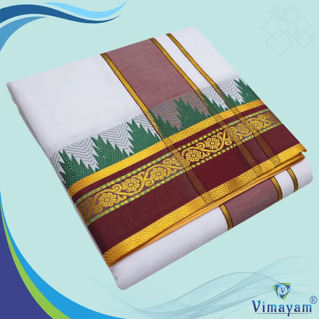 Temple Border White Premium Quality Dhoti 9X5