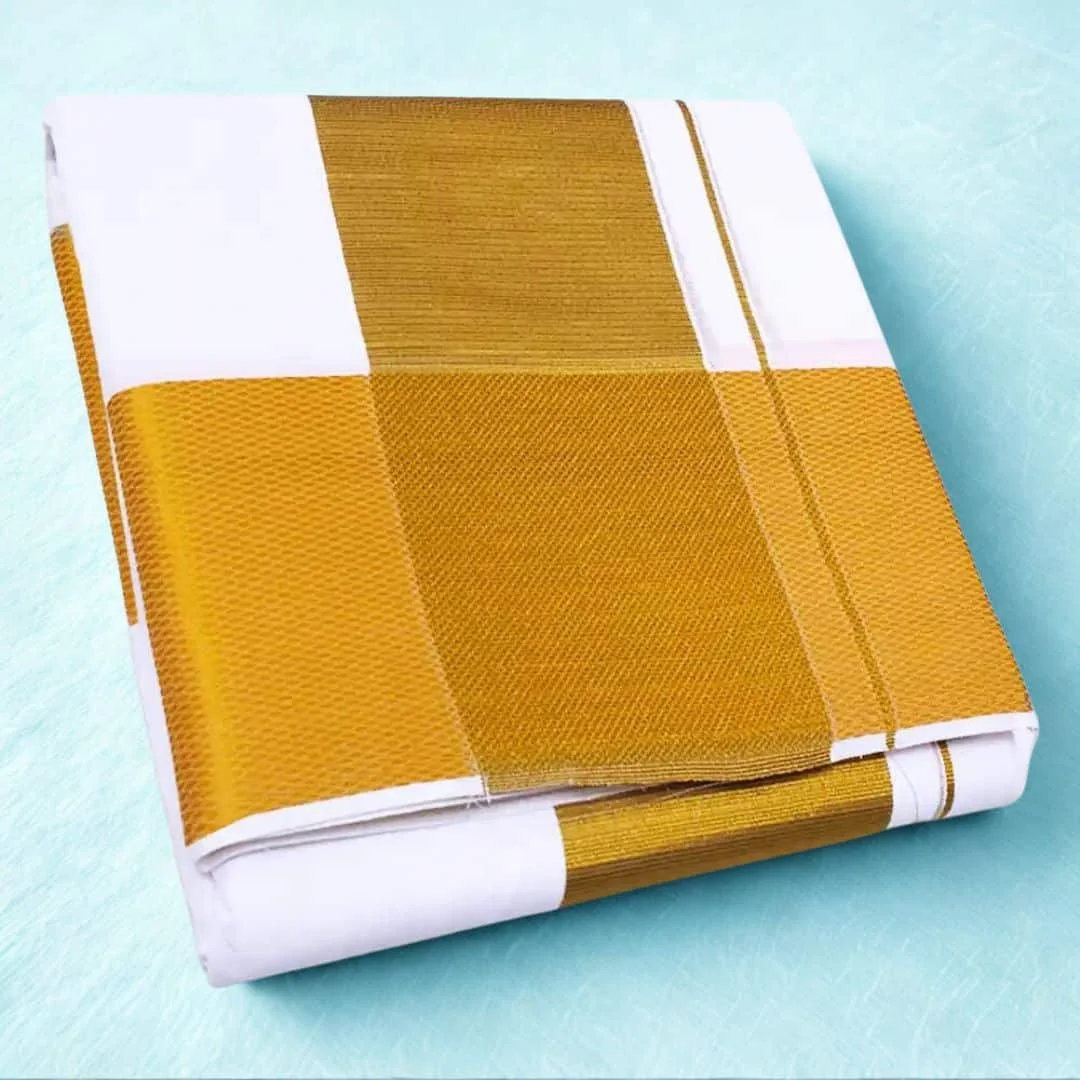 5 Inch Golden Zari Premium Quality White Dhoti