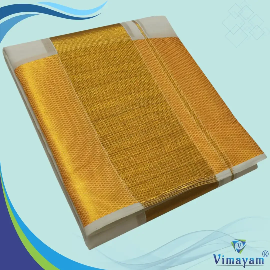 7 Inch Golden Zari Border Half White Premium Quality Dhoti