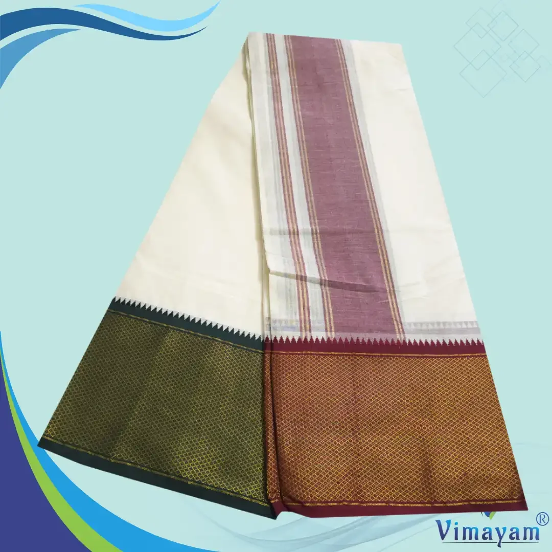 7 Inch Zari Border MayilKan Premium Quality Dhoti 2
