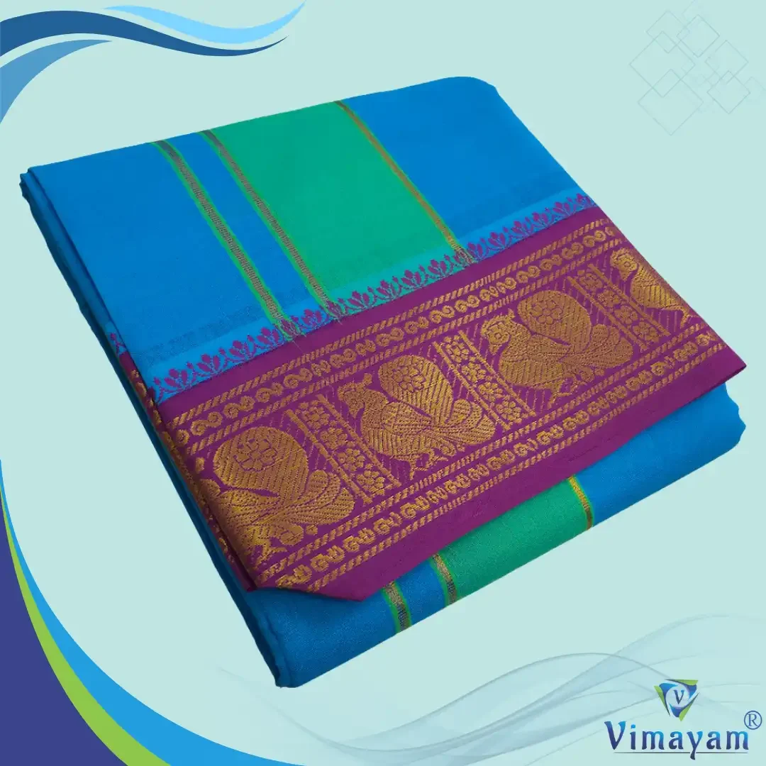 Anandha Blue Color Premium Cotton 5 Inch Designed Border Dhoti