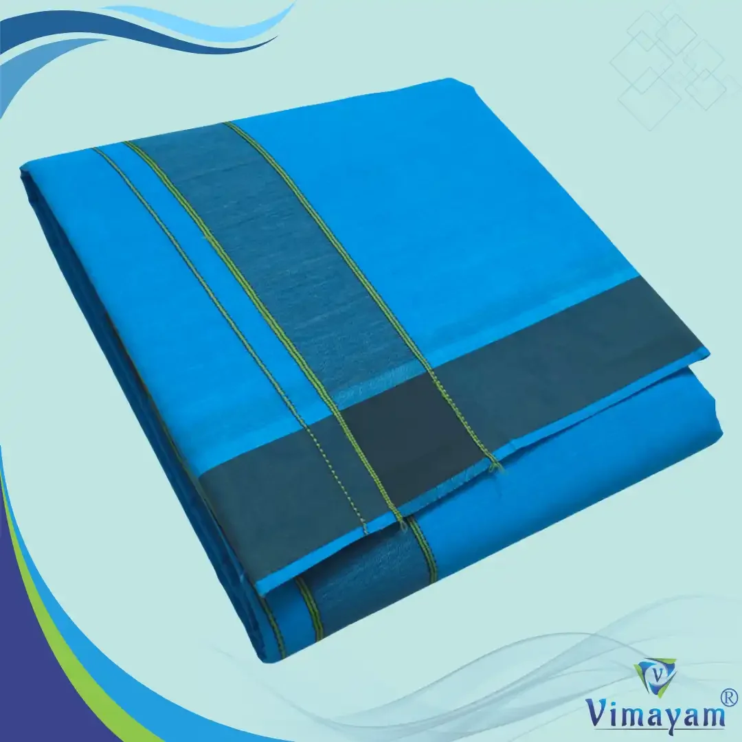 Anandha Blue Colour Dhoti 2 Inch Gundanji Fine Quality