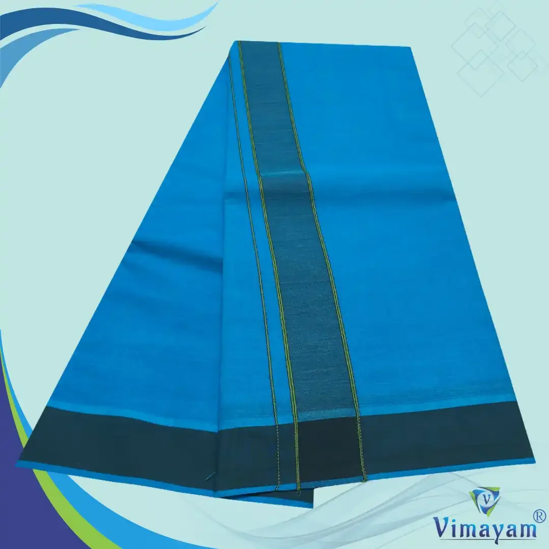 Anandha Blue Colour Dhoti 2 Inch Gundanji Fine Quality 2
