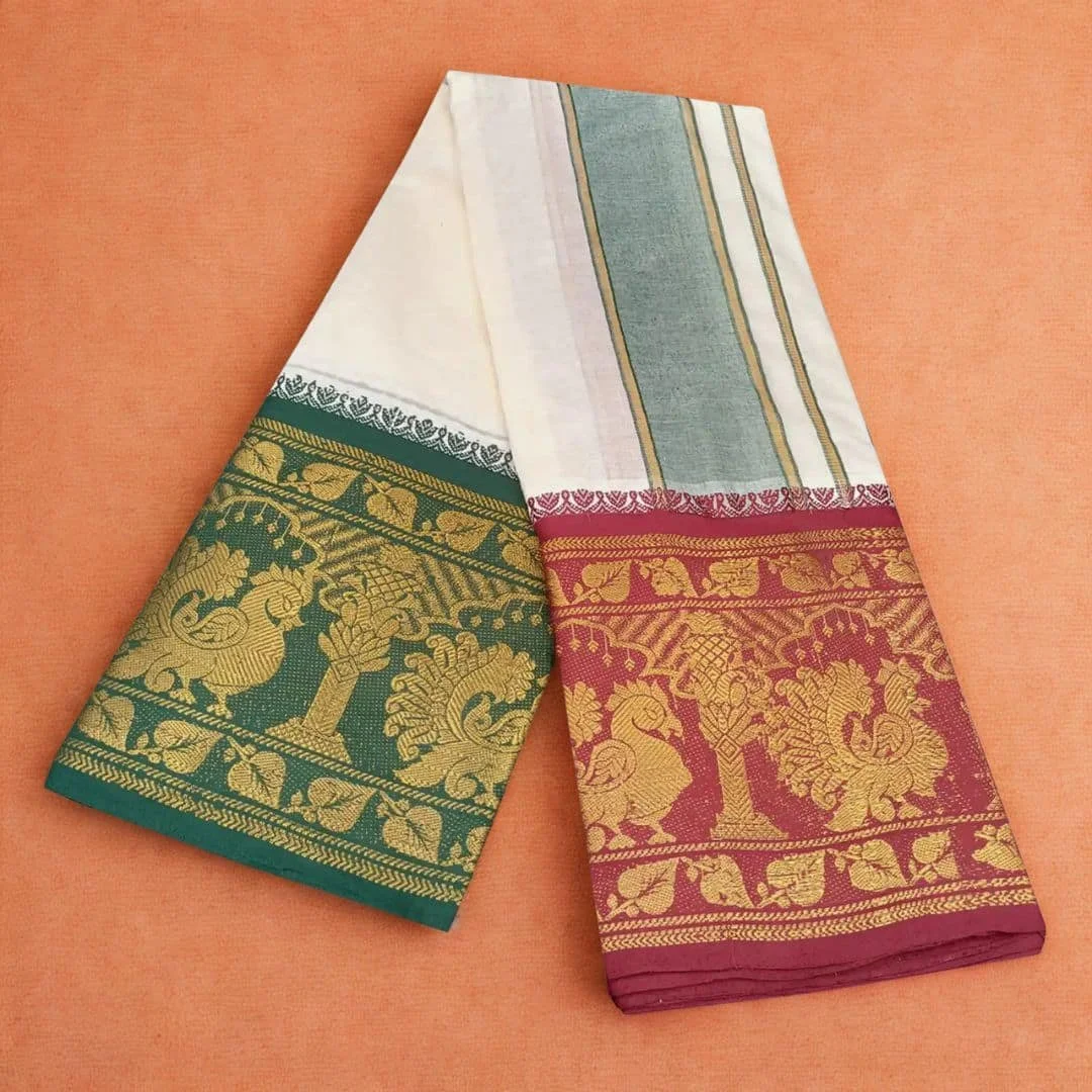 Annam Designed 10″ Border Premium Quality Dhoti 2
