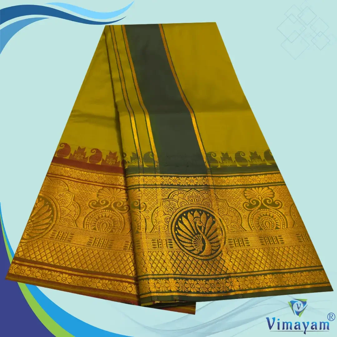 Golden Brown Colour Soft Silk 9 Inch Border(Assorted Border designs) 2