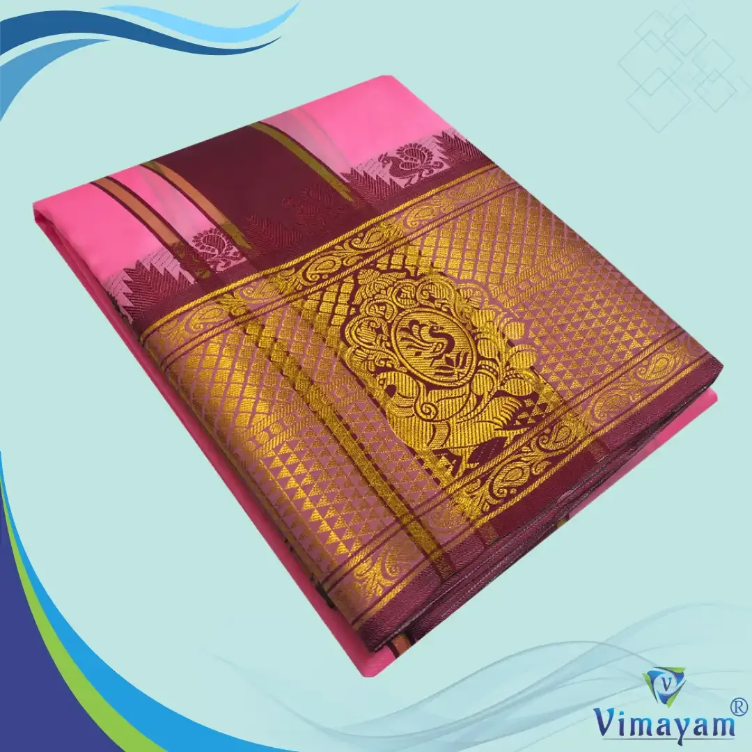 Pink Colour Soft Silk 9 Inch Border(Assorted Border designs)