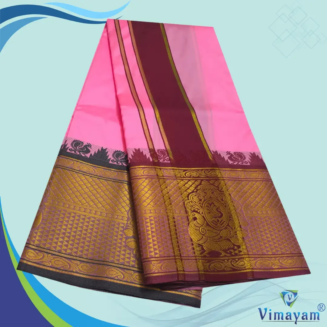 Pink Colour Soft Silk 9 Inch Border(Assorted Border designs) 2