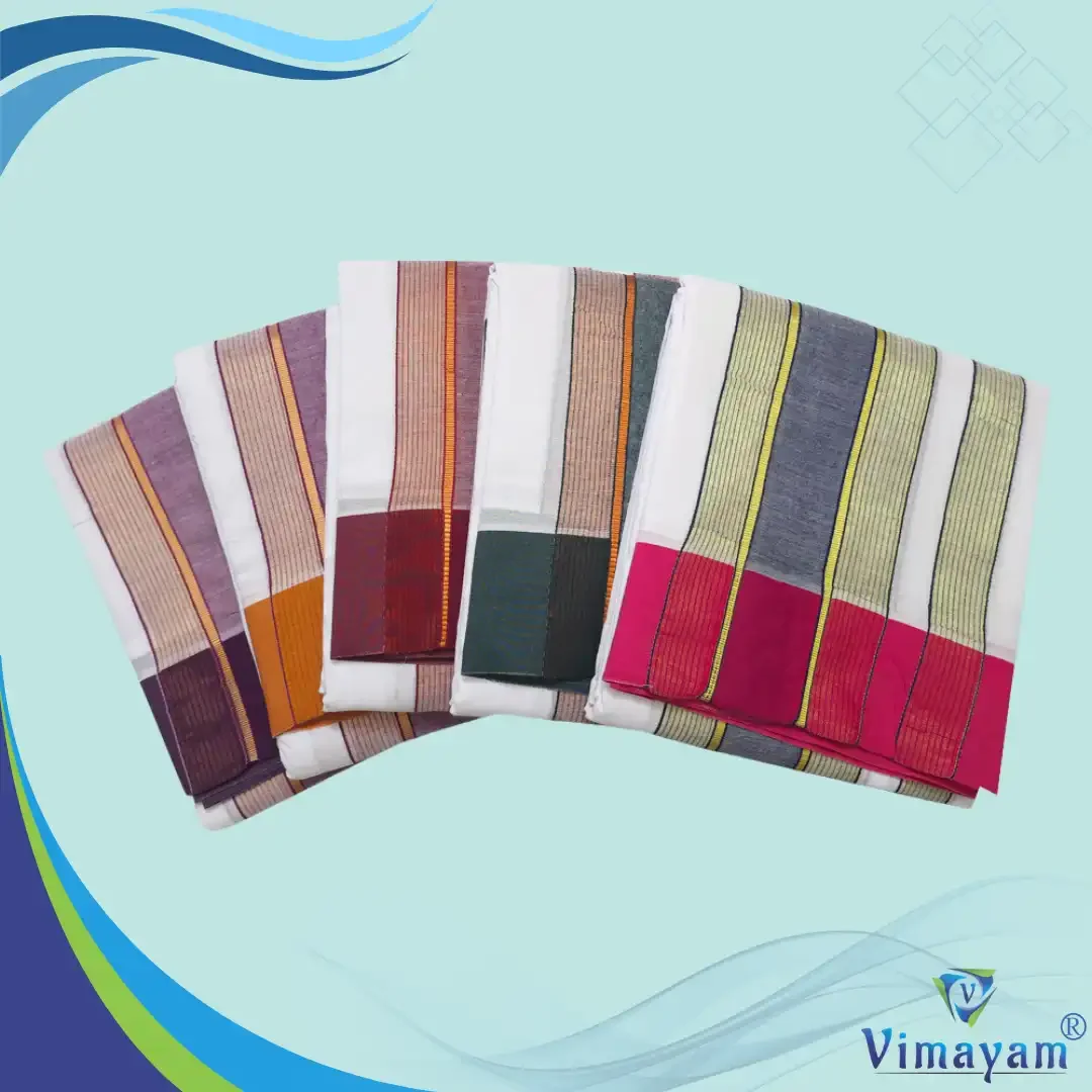 Bavanji Special White Vaishnava Dhoties 9X5(Assorted Borders)