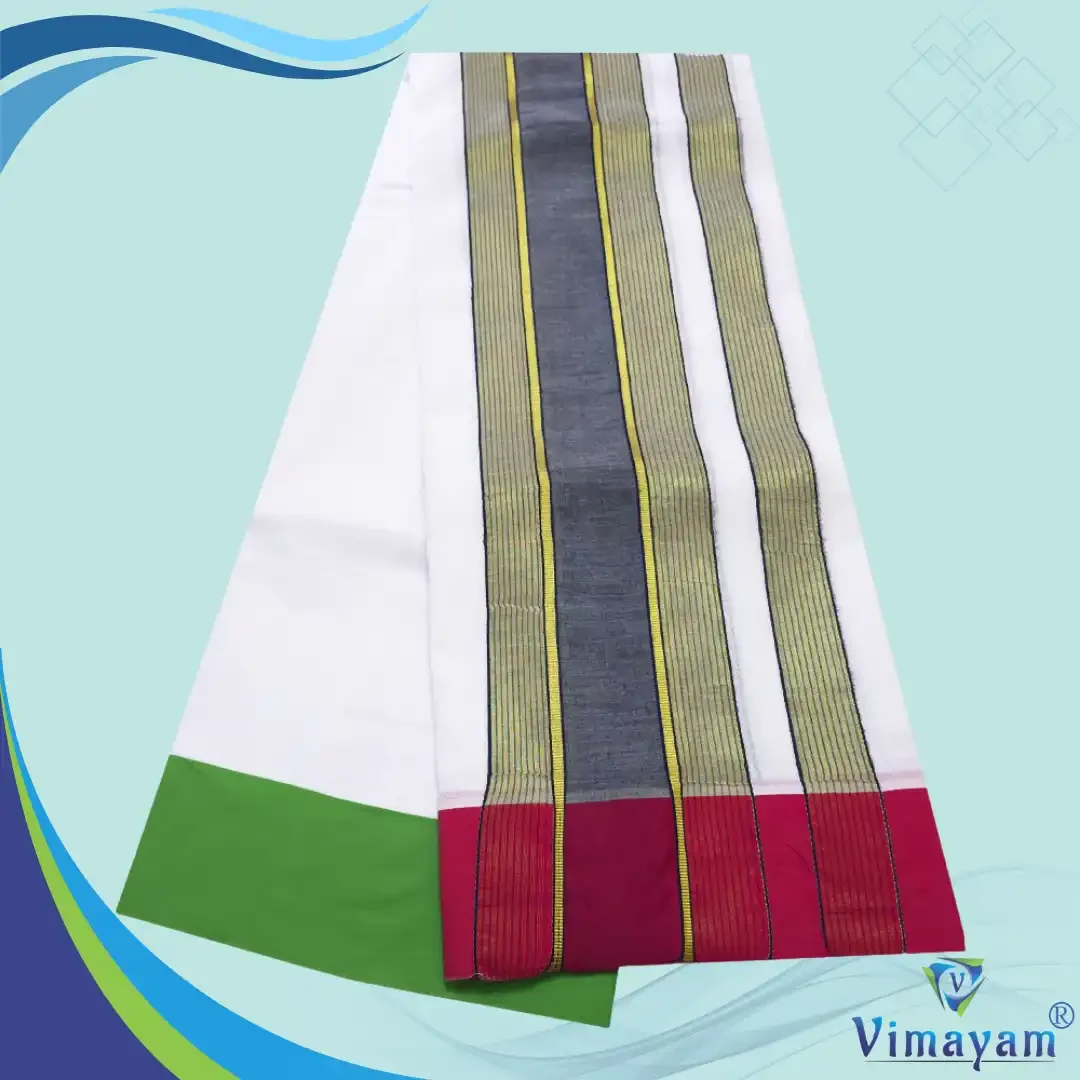 Bavanji Special White Vaishnava Dhoties 9X5(Assorted Borders) 2
