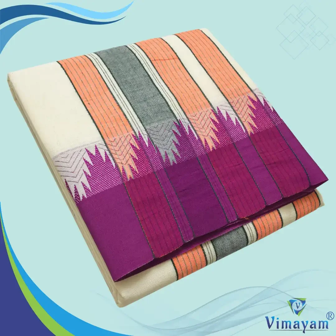 Bavanji Temple Border Special Half White Vaishnava Dhoties 9X5 2