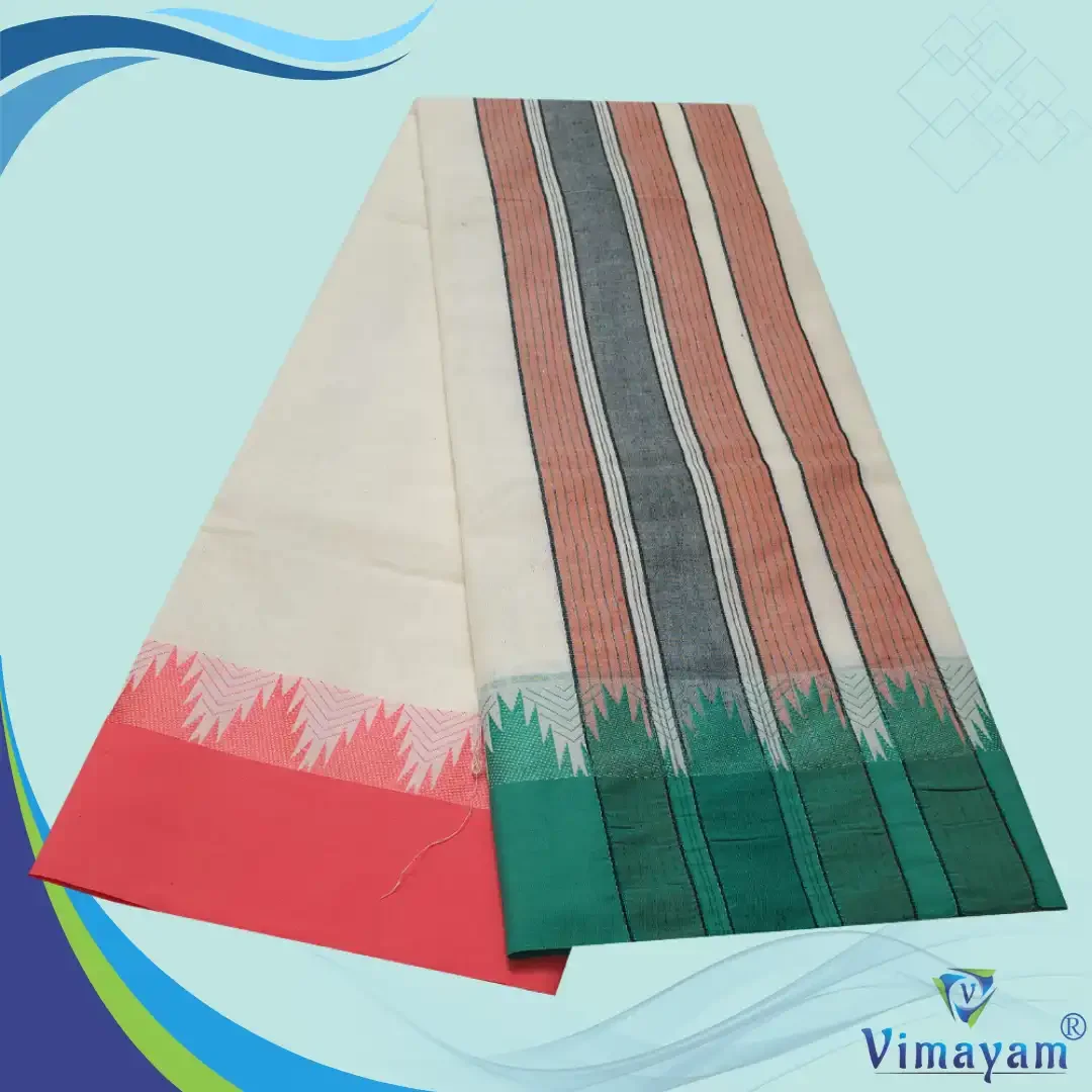 Bavanji Temple Border Special Half White Vaishnava Dhoties 9X5 4