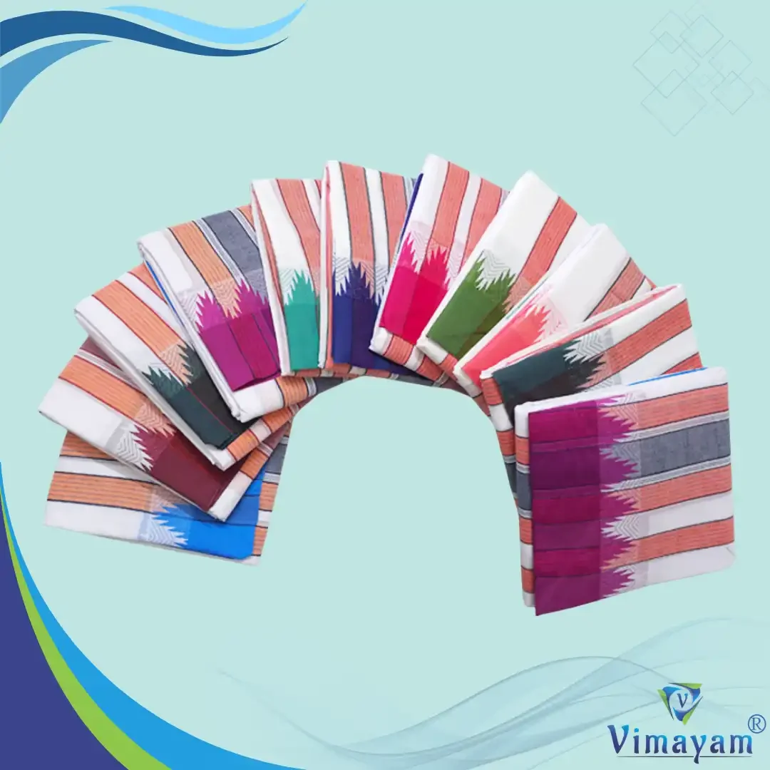 Bavanji Temple Border Special White Vaishnava Dhoties 9X5(Assorted Borders) 1