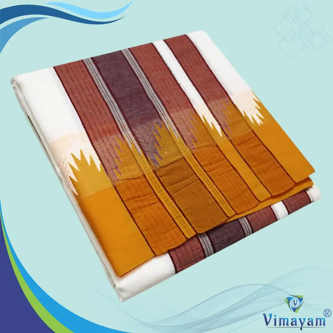 Bavanji Temple Border Special White Vaishnava Dhoties 9X5(Assorted Borders) 2