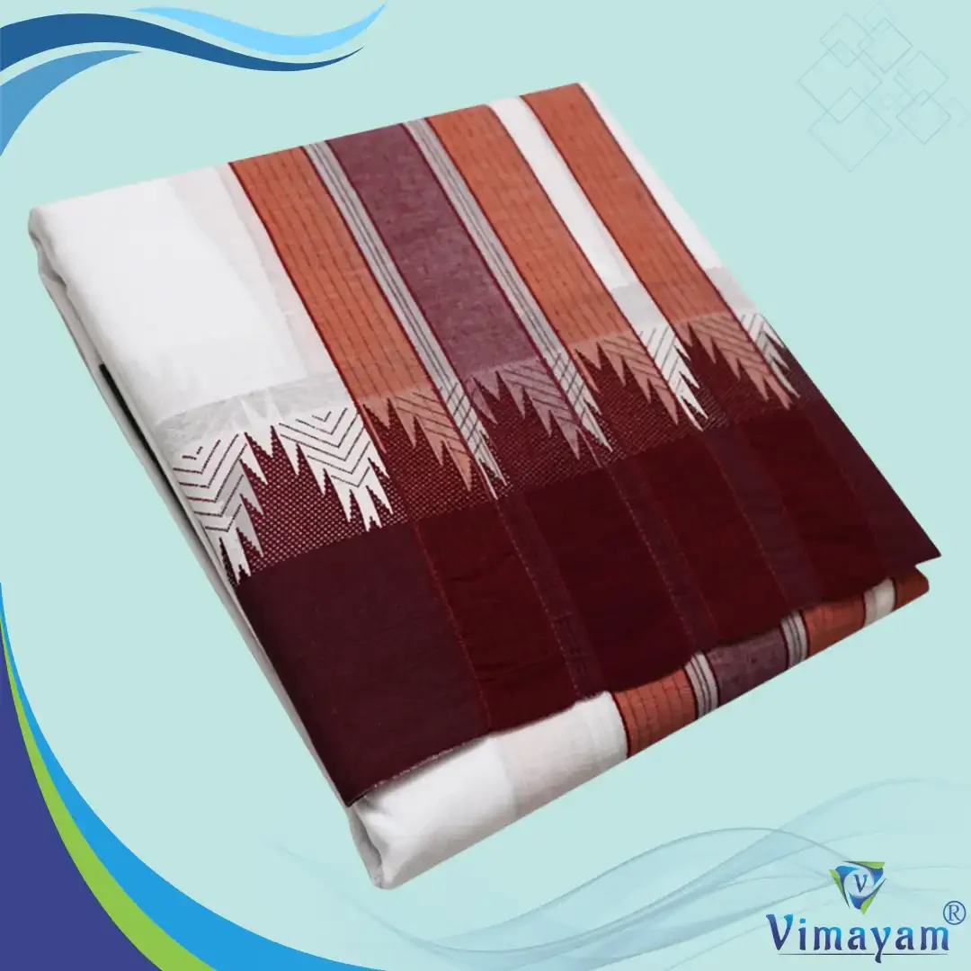 Bavanji Temple Border Special White Vaishnava Dhoties 9X5(Assorted Borders) 4