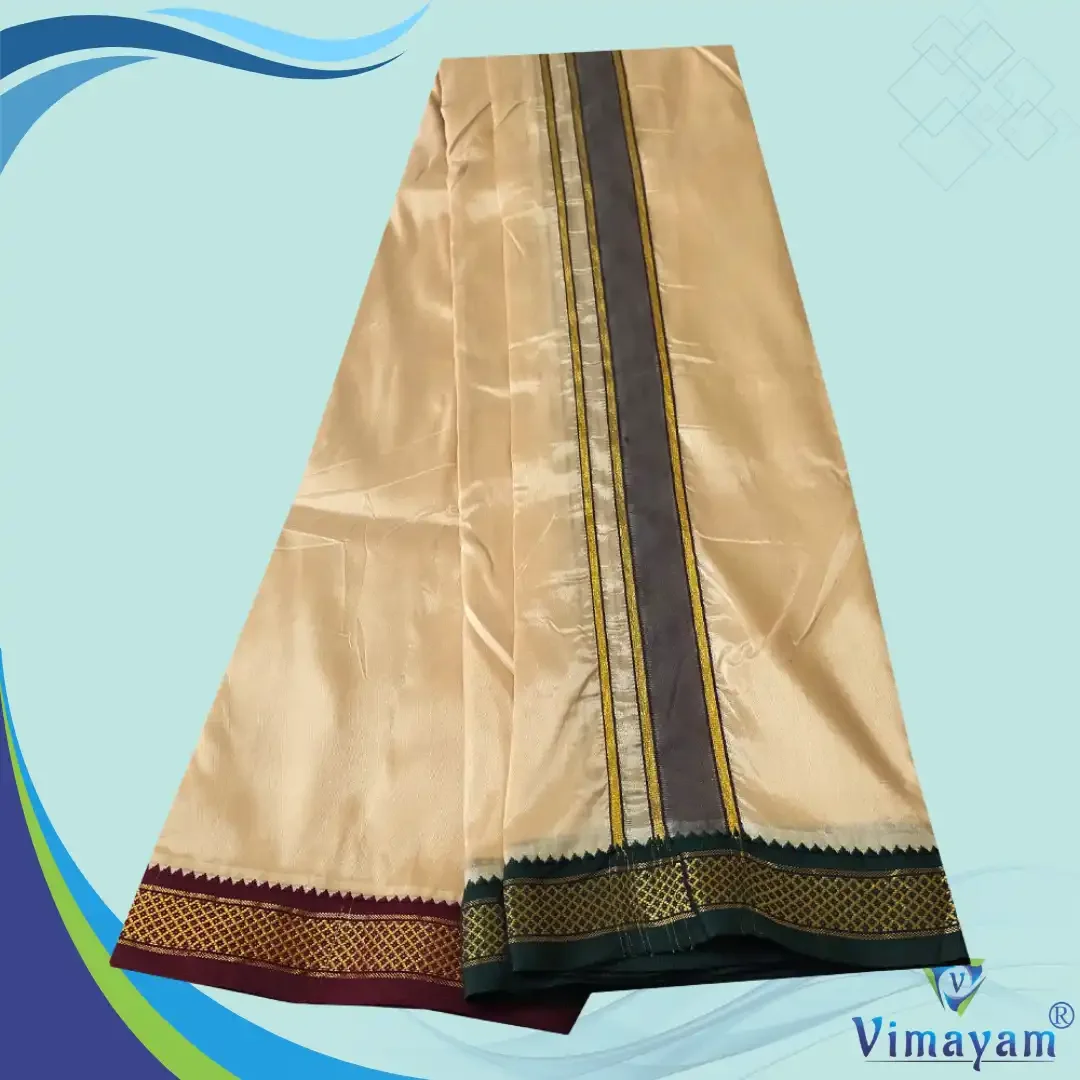 Beige Colour art Silk MayilKan Colour Dhoti 2