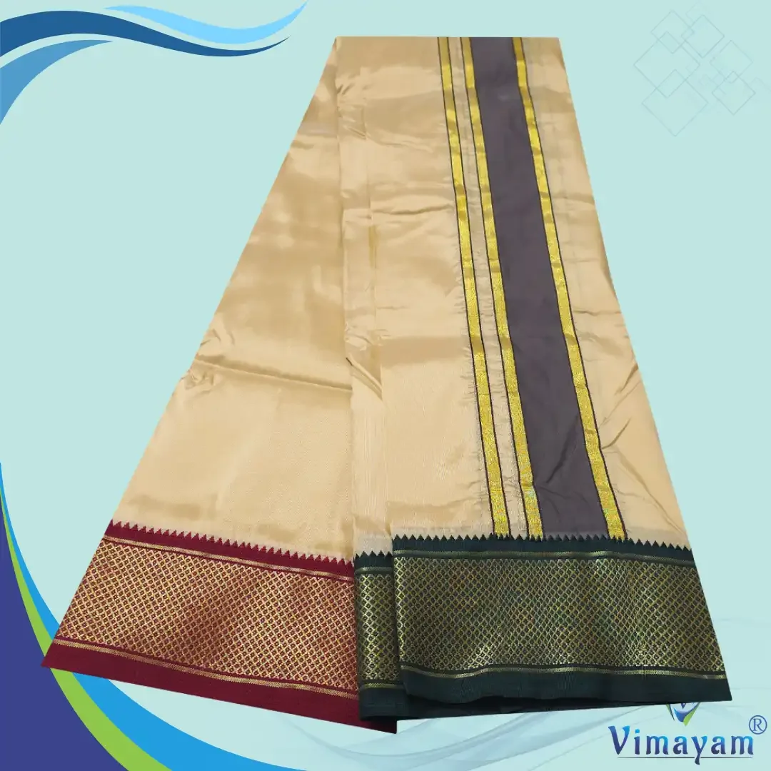 Beige Colour Art Silk MayilKan Colour Dhoti 2