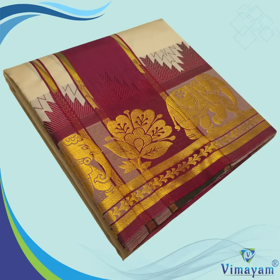 Beige Soft Silk Premium Quality Dhoti Towel
